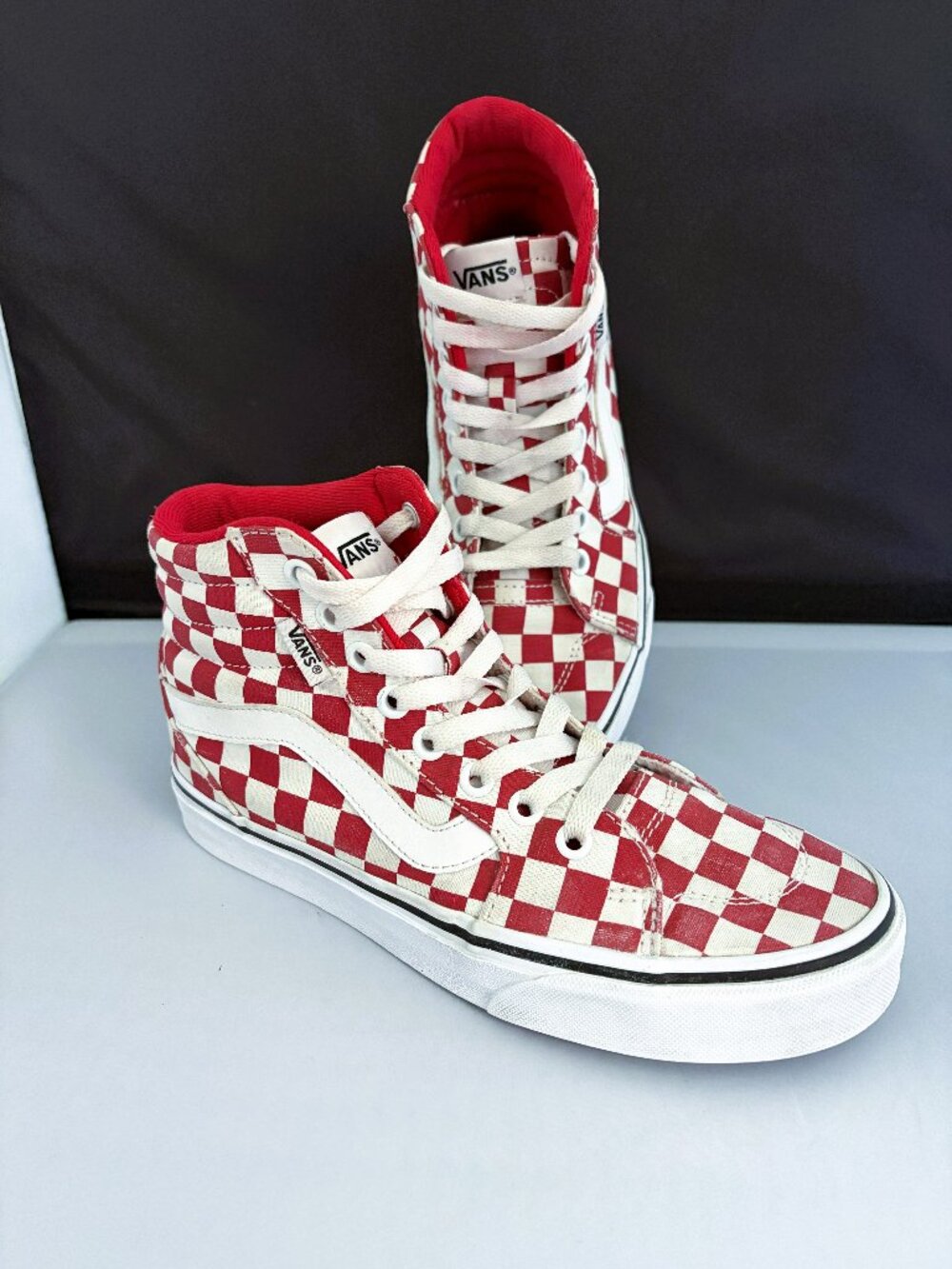 Women's Vans Filmore HI sneakers 6.5 Red/White Checkerboard Pattern